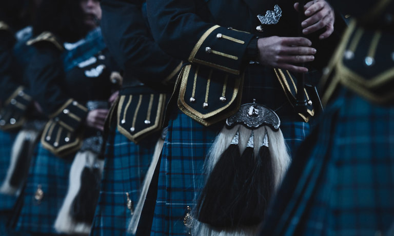 Pipers close up at The Royal Edinburgh Military Tattoo
