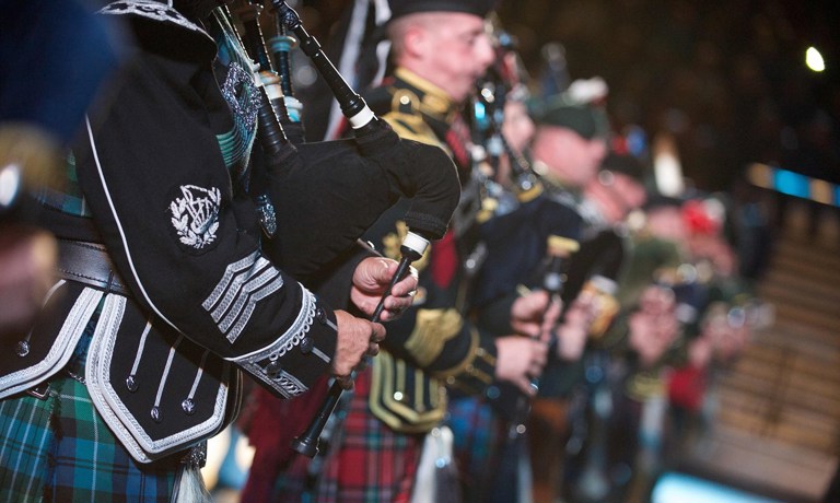 Pipers performing at The Royal Edinburgh Military Tattoo