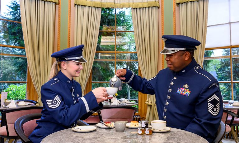 The Royal Edinburgh Military Tattoo 2023 Performers The United States Air Force Band Having Tea at Scott Hotel