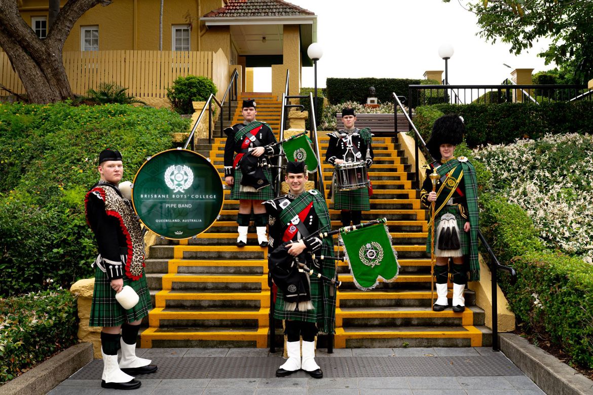 Brisbane Boys' College Pipes and Drums are part of The Massed Pipes and Drums at The Royal Edinburgh Military Tattoo in 2024